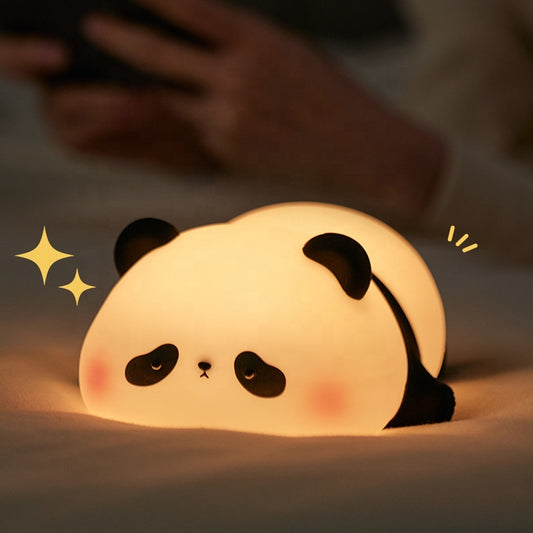 Kawaii Panda LED Night Lamp Rechargeable Silicone Nightlight with Cartoon Design Cute Animal Night Light for Kids