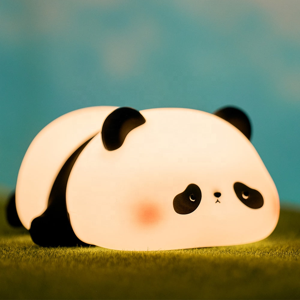 Kawaii Panda LED Night Lamp Rechargeable Silicone Nightlight with Cartoon Design Cute Animal Night Light for Kids