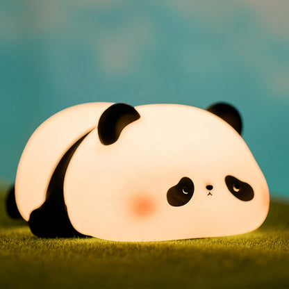 Kawaii Panda LED Night Lamp Rechargeable Silicone Nightlight with Cartoon Design Cute Animal Night Light for Kids