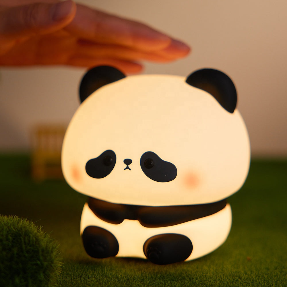 Kawaii Panda LED Night Lamp Rechargeable Silicone Nightlight with Cartoon Design Cute Animal Night Light for Kids