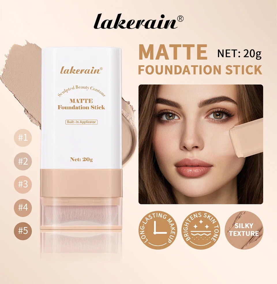 Skin Tint Foundation Stick with Brush Multi Use Matte Waterproof