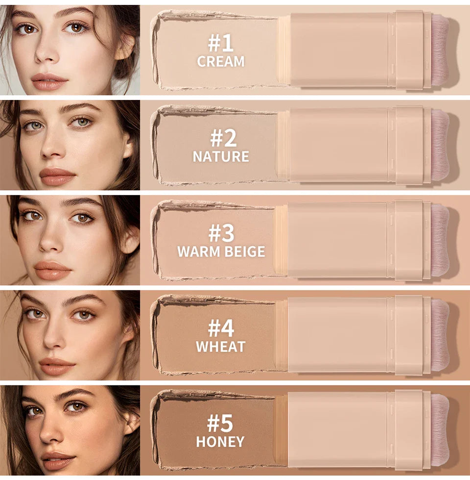 Skin Tint Foundation Stick with Brush Multi Use Matte Waterproof