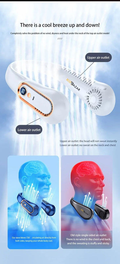 Neck Fan Portable neck fans rechargeable USB Cooling Fan Super Strong Hanging Neck Fan